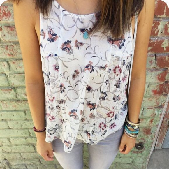 Anthropologie Ecote Floral Tank Top Size Small - Picture 1 of 7